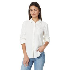 Mod-o-doc Womens Long Sleeve Button-Up Shirt White Halo Medium